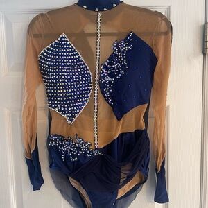 Navy and Nude Embellished Dance Costume